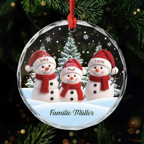 Geschenke Mall Personalisiertes Ornamente - Die Familie - Weihnachtskugel mit Namen, personalisierte weihnachtsdeko, Glas Weihnachtsschmuck (Modell #6)