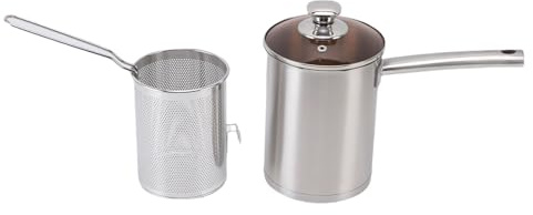 Haofy Pentola per Friggitrice in Acciaio Inossidabile 304 con Cestello Pasti per 1-2 Persone Design Sicuro Contro gli Schizzi per Domestica, Piccoli Appartamenti, Vita in