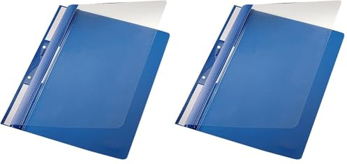Leitz 41900035 Einhängehefter Universal, A4, 2 kurze Beschriftungsfenster, PVC, blau (Packung mit 2)