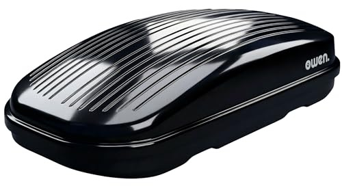 Owen Dachbox Auto 320L | 75kg Zuladung | Premium Hartschale Schwarz Glänzend | Aerodynamische Gepäckbox mit Schnellspanner (Fast Clamp) & Beidseitiger Öffnung | Robustes Material | Abschließbar