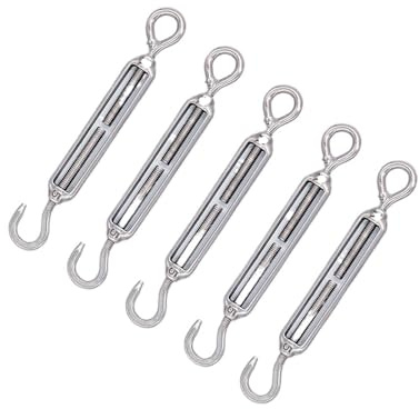 Tensionatore per Filo Tenditore tenditore tenditoreGancio e dispositivi di fissaggio ad occhiello for tensionare i fili del cavo Acciaio inossidabile T304 for impieghi gravosi(4pcs,M5)