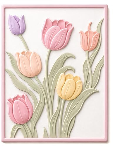Oruola Tulip 3D Embossing Folder,Clear Flower Texture DIY Art Craft