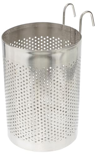 SHINEOFI Contenitore Posate in Acciaio Inox Sospeso Multifunzione Argentato | Scola Acqua, Semplice e Elegante, Superficie Curva Liscia e Presa Confortevole