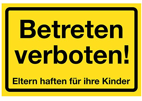 WANDKINGS Hinweisschild - Betreten verboten! Eltern haften für ihre Kinder - stabile Aluminium Verbundplatte - Wähle eine Größe - 20x15 cm