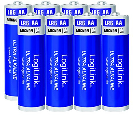LogiLink Lot de 8 Piles AA Mignon 1,5 V (emballées sous Film Plastique) Ultra Power alcaline LR6 pour Divers appareils tels Que télécommandes, Jouets, détecteurs de fumée, etc.