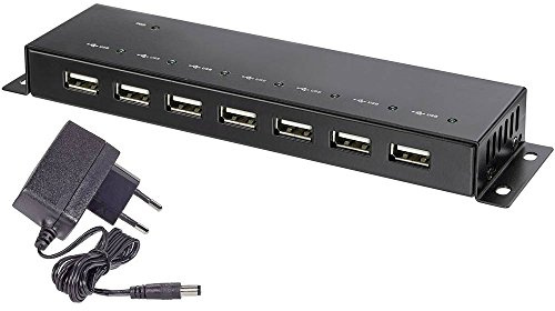 Renkforce RF-4791678 USB-Hub 7 Port USB-A USB 2.0 480 MBit/s Metallgehäuse, zur Wandmontage Schwarz RF-4791678