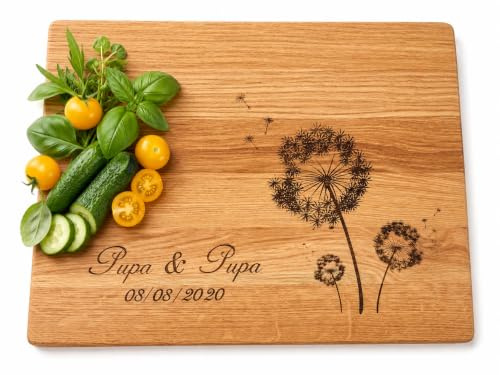 Tagliere Fatto a Mano Personalizzato - con Denti di Leone | Tagliere da Cucina Professionale | Regali per Lei | Tagliere Legno | Regalo Anniversario Matrimonio di Algis Crafts