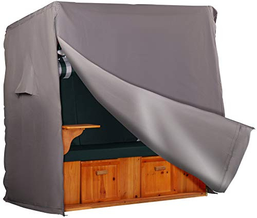 Strandkorb Hanse Schutzhülle Winterfest aus 600 D Oxford Gewebe mit extra flexiblem Klettverschluss, Premium Strandkorbhülle XXL 155cm breit in grau