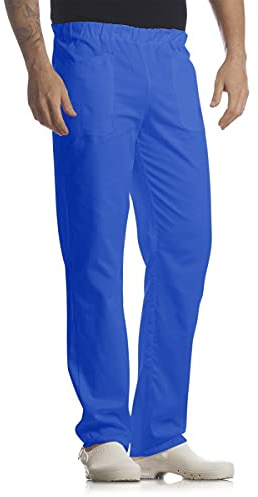 Tecno Hospital - Pantaloni Sanitari Unisex, Elastico e Tasche Frontali, per Infermieri e Medici, Uso Ospedaliero e Scolastico (L, Blu Royal)