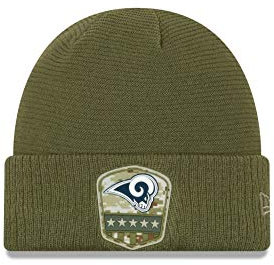 New Era Los Angeles Rams On Field 2019 Salute to Service Beanie Olive - One-Size