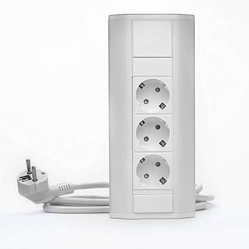 Steckdose 3-fach für Küche und Büro in weiß - Ecksteckdose aus Aluminium und hochwertigem Kunststoff ideal für Arbeitsplatte, Tischsteckdose oder Unterbausteckdose Möbelsteckdose