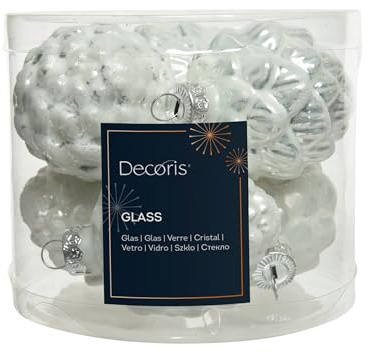 Christbaumschmuck Zapfen Glas 7cm x 6 Stück Weihnachtskugeln winterweiss