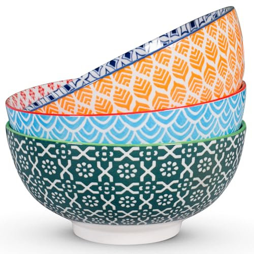 Lareina Salad Pho Soup Bowls Set for Eating, 55oz Extra Large Stackable Ramen Pasta Ceramic Serving Bowls, Big Round Microwavable Porcelain Bowls for Kitchen, Ideal Housewarming Gift