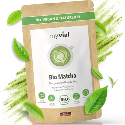 Myvial Bio Matcha Pulver Premium 100g - traditioneller grüner Tee aus Japan - mit Koffein & L-Theanin - vegan - 100% natürlich & laborgeprüft