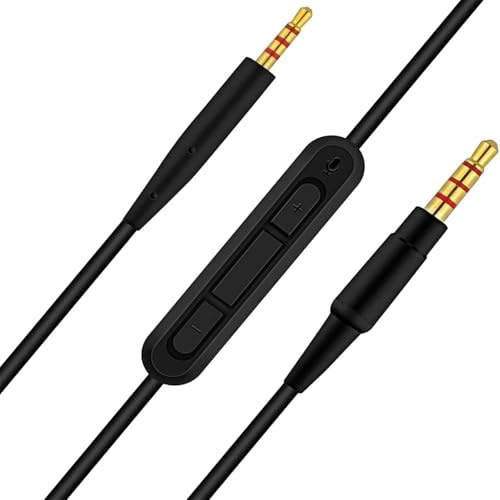 Toxaoii Ersatz-Audiokabel, 1,2 m, Schwarz, Kompatibel mit Bose QuietComfort QC45 QC35II QC35 QC25 On-Ear2 OE2 OE2i Soundlink SoundTrue NC700 Kopfhörern, 3,5 mm auf 2,5 mm AUX-Kabel mit Mikrofon