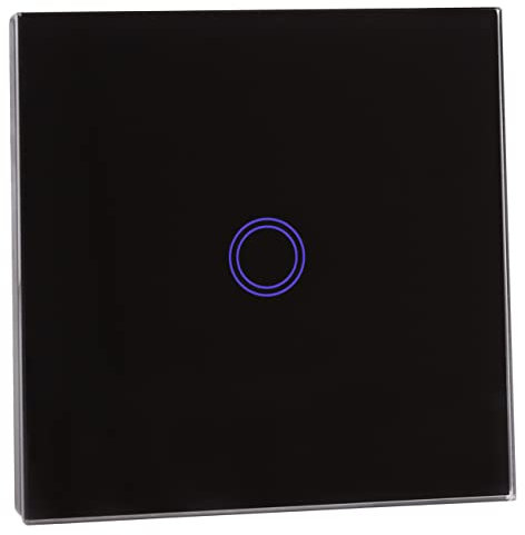 Interruptor de luz LED táctil, Interruptor Mural Interruptor Elegante y Moderno Panel de cristal de vidrio templado (Simple x2, Negro)