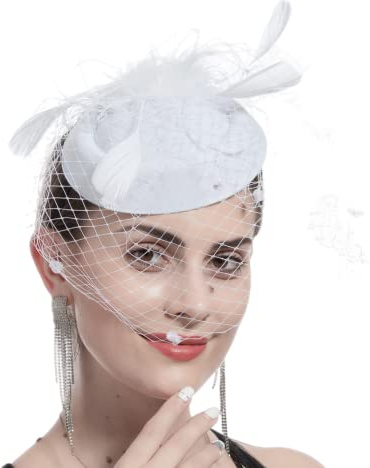 Ulalaza Chapeau de fascinateur pour Femme Pince à Cheveux Plume Mariage mariée Cocktail Chapeau Derby église Banquet pour Les Filles