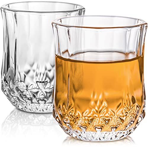 Praknu 6 Vasos de Chupito de Cristal de 4cl - Aptos para Lavavajillas - Estables gracias a su Base Gruesa - Elegante Diseño Vintage