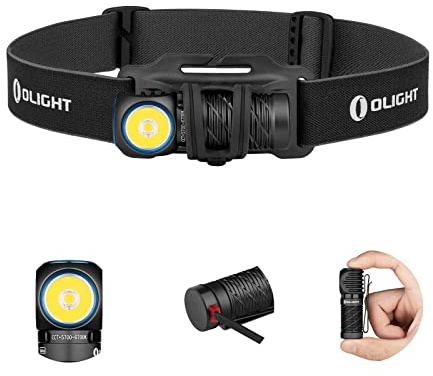OLIGHT Perun 2 Mini Headlamp 1100 Lumens LED Head Flashlight, Rechargeable Headlight with Red Light Option, Great for Working, Hiking, Camping and Climbing (Black Cool White: 5700~6700K)