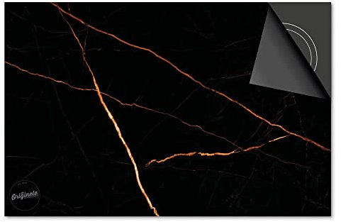 Induktionsschutz von Dietrix® - SCHUTZMATTE Marmor Schwarz Kupfer Motiv 59 x 52cm mit Stil für INDUKTIONSKOCHFELD/Induktionsherd, CERANFELD/Ceranherd und Herdabdeckplatte mit Druck/Motiv