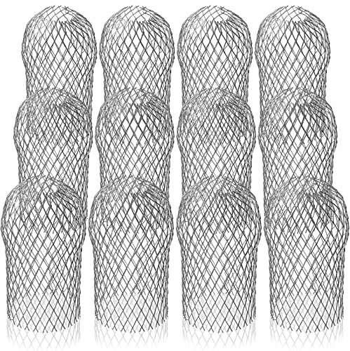 DEAYOU 12 Pack Gutter Guard, 3 Expandable Aluminium Filter Strainer, Downspout Leaf Filter, Mesh Gutter Strainer, Downspout Rain Protector, Rustproof Gutter Drain Cover for Stop Leaf Debris Blockage