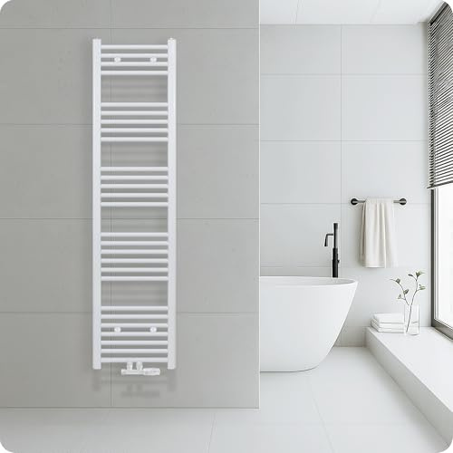 Belrad® Badheizkörper mit Mittelanschluss - Moderner Handtuchheizkörper aus Qualitätsstahl - Weiß pulverbeschichtet - Wandmontagefähig & wasserbetrieben - Robuste & langlebige Badezimmer Heizung