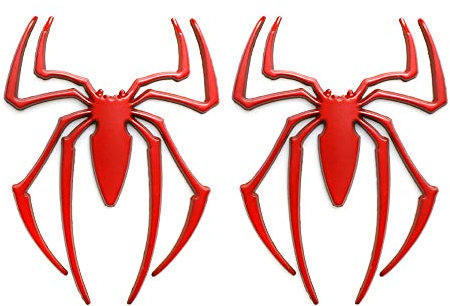 2 Stück Spinnen-Emblem Muster Auto Aufkleber 3D Metall Spinne Emblem Aufkleber Selbstklebend Abzeichen Aufkleber für Autofenster (rot)