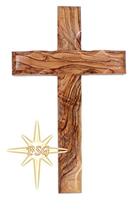 Wall Cross, Wooden Crosses from Bethlehem, Holy Land. Olive Wood Crucifix. Hanging Home Decor. Religious Gift for Godparents, Grandchildren, Kids Room Cross, New House, Christmas and Easter Gifts,