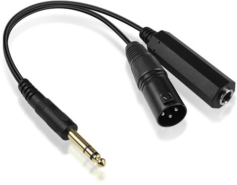 GELRHONR 6,35mm 1/4 Zoll TRS Splitter Kabel, Stereo 6,35mm 1/4 Stecker auf 3Pin XLR Balanced Mic Kabel Adapter für Lautsprecher Kondensator Mic Gitarre Mixer AMP-15cm (XLR Male)