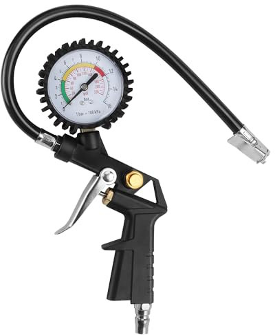 Reifenfüller Reifendruckmesser, Multifunktional Luftdruckprüfer für Autos Motorräder Geländefahrzeuge und Fahrräder