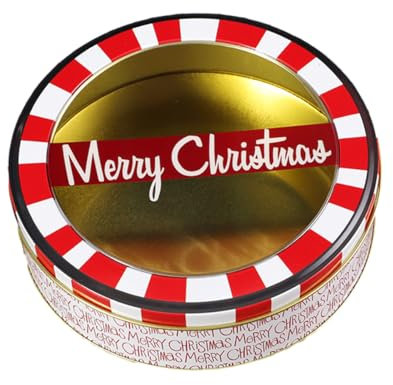 DOTBUY-SHOP Christmas Biscuit Tin, Round Cake Tin Large Storage Tin Airtight Biscuit Tins Storage, Fine Metal Box Christmas Decoration Tin Box (Set of 2,Merry Christmas)