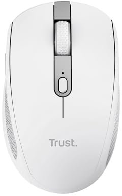 Trust Ozaa Mouse Wireless Bluetooth + 2.4GHz, Mouse senza Fili Silenzioso Compatto, 60% Plastica Riciclata, Mouse Bluetooth Ricaricabile Laptop PC Computer Windows Android Mac - Bianco
