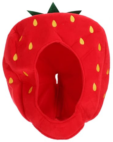 KOMBIUDA Plüsch Erdbeeren Hut Lustige Kopfbedeckung Für Festivals Cosplay Fotografie Weiches Langlebiges Material Für Winter Partys Originelles Kostümzubehör