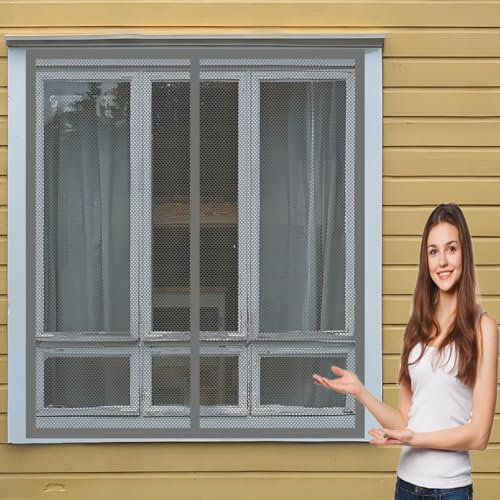 Insektenschutztür Fliegenschutz 90 x 200 cm Fliegengitter Magnet Kein Stanzen Erforderlich Easy Install Fenster-Fliegengitter für Alle Fenster Bis, Grau