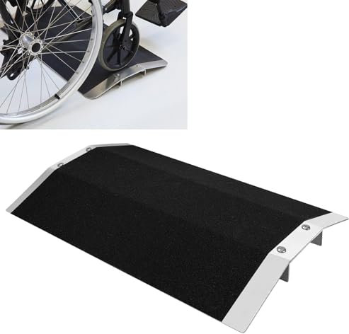 JJENXYYDS Tragbare Traktionsrampe, Rollstuhlrampe, Brückenschwellenrampe mit Stützrahmen und Rutschfester Oberfläche, Aluminiumrampe für Rollstühle, Treppen, Lieferwagen, Stufen,27.6 Wx15.8 Lx1.2 H