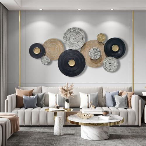 LED-beleuchtete Metall-Wandkunst-Skulptur, modernes rundes Design für Schlafzimmer, Wohnzimmer oder Büro, einfach aufzuhängen, einzigartiges Bastelstück (50 cm)