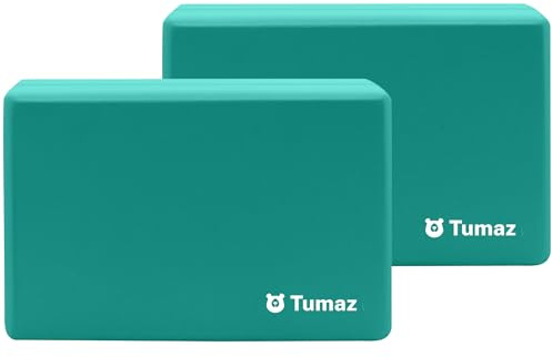 Tumaz Yoga Blocks 2 Pack Set, High Density/Lightweight EVA Foam and Non-Slip Natural Cork Blocks Premium Set - E-Book Included