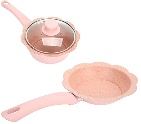 Juego de Ollas para Sopa de Leche, Utensilios de Cocina de Cocina Multifunción Antiadherentes para Alimentos para Bebés, Color Rosa