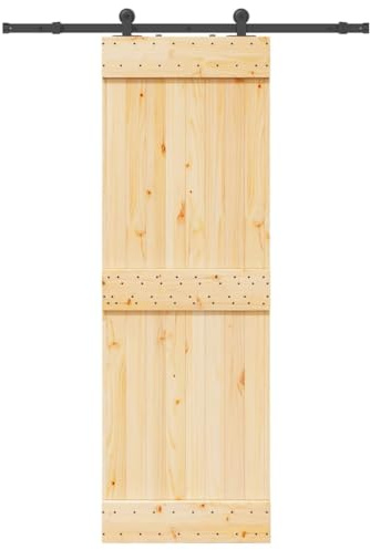 vidaXL Puerta corredera con herrajes madera maciza de pino 70x210 cm