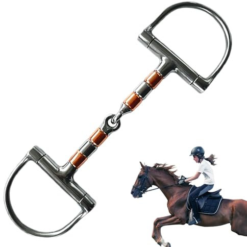 Trensengebiss Für - Pferdegebiss Aus Edelstahl, Trensengebiss Aus Edelstahl | Mundgebissrolle Mit Kupfer, Eingelenkiges Pferdegebiss, D-Ring-Trensengebiss Für Den Reitsportbedarf