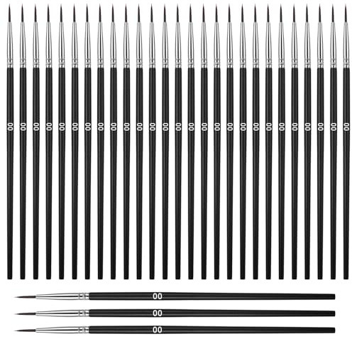 Giantree 30 stycken fint penselset, måla efter siffror, liten detaljpensel, professionell liten pensel med fin spets för akryl, akvarell, modellbygge, pyssel, ansiktsmålning (#00)