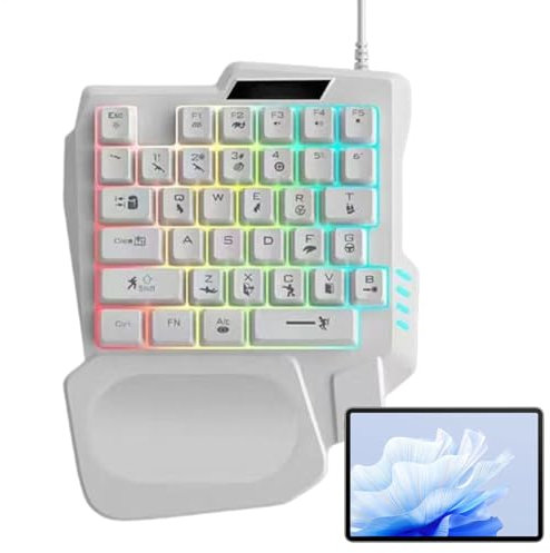 Ghjkldha Mechanical Keyboard, Ergonomic, Single-Handed, Wireless/Wired, Programmable Game Keypad, Portable, Maltron Layout, Black/White, 22.5x17.7x3cm, Battery Powered, Mechanical Switches