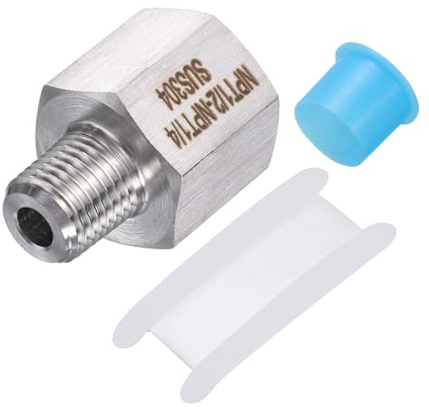 sourcing map 304 Stainless Steel Pipe Fitting Adapter, 1/2 NPT Female to 1/4 NPT Male Reducer Adapter for Industry Connecting Pipes, 1 PCS