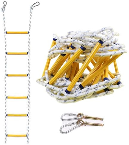 GAGULHAH Strickleiter, Feuerleiter, 5 m, schwer entflammbar, Feuerleiter, Sicherheitsleiter mit Haken, Rettungsleiter, schnell einsetzbare Strickleiter für Balkonfenster, Tragkraft bis zu 9