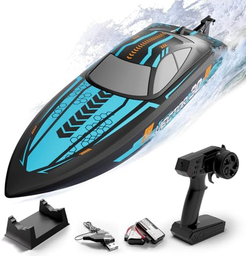 volantexrc RC Remote Control Boat for Pool，2.4Ghz Control RC Boats for Adults, Lake Electric Boat with Water Cooling System 2Rechargeable Batteries (Blue)
