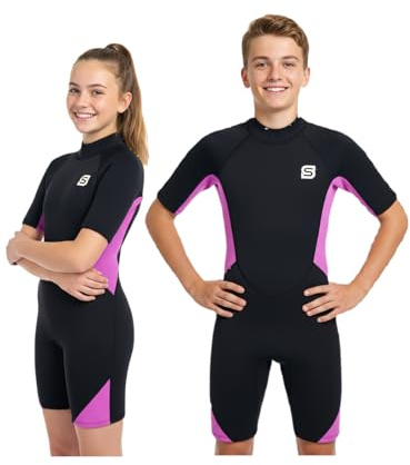 Summshall 2mm Neoprenanzug Kinder, Jugen Thermischer Badeanzug für Schwimmen Tauchen Surfen, Wärmender Kurz Neoprenanzug Mädchen Jungen, UV-Schutz & Ultra Dehnbar