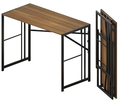 Lutown-Teen fällbart datorskrivbord 103 cm, skriva speldator campingskrivbord, ingen montering krävs hem kontorsbord, espresso