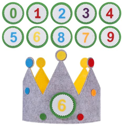 YQQYG Corona de cumpleaños de bebé, corona de fieltro 3D, reutilizable, coronas de cumpleaños adhesivas del 0 al 9 números reemplazables para fiestas