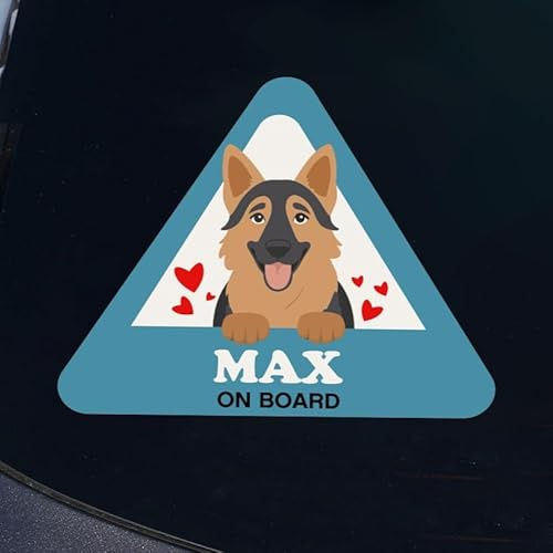 Wanapix | Adesivo Cane Personalizzato Auto | Triangolo 15x13cm | Pastore Tedesco