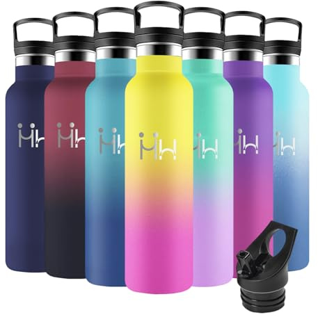 Motswedi Botella Termica, 1L sin BPA, Botella Agua Acero Inoxidable, Frio/Calor, Botellas Agua con Pajita, a Prueba Fugas, Botellas Termica para Deporte, Oficina, Yoga, Ciclismo, Amarillo & Rosa